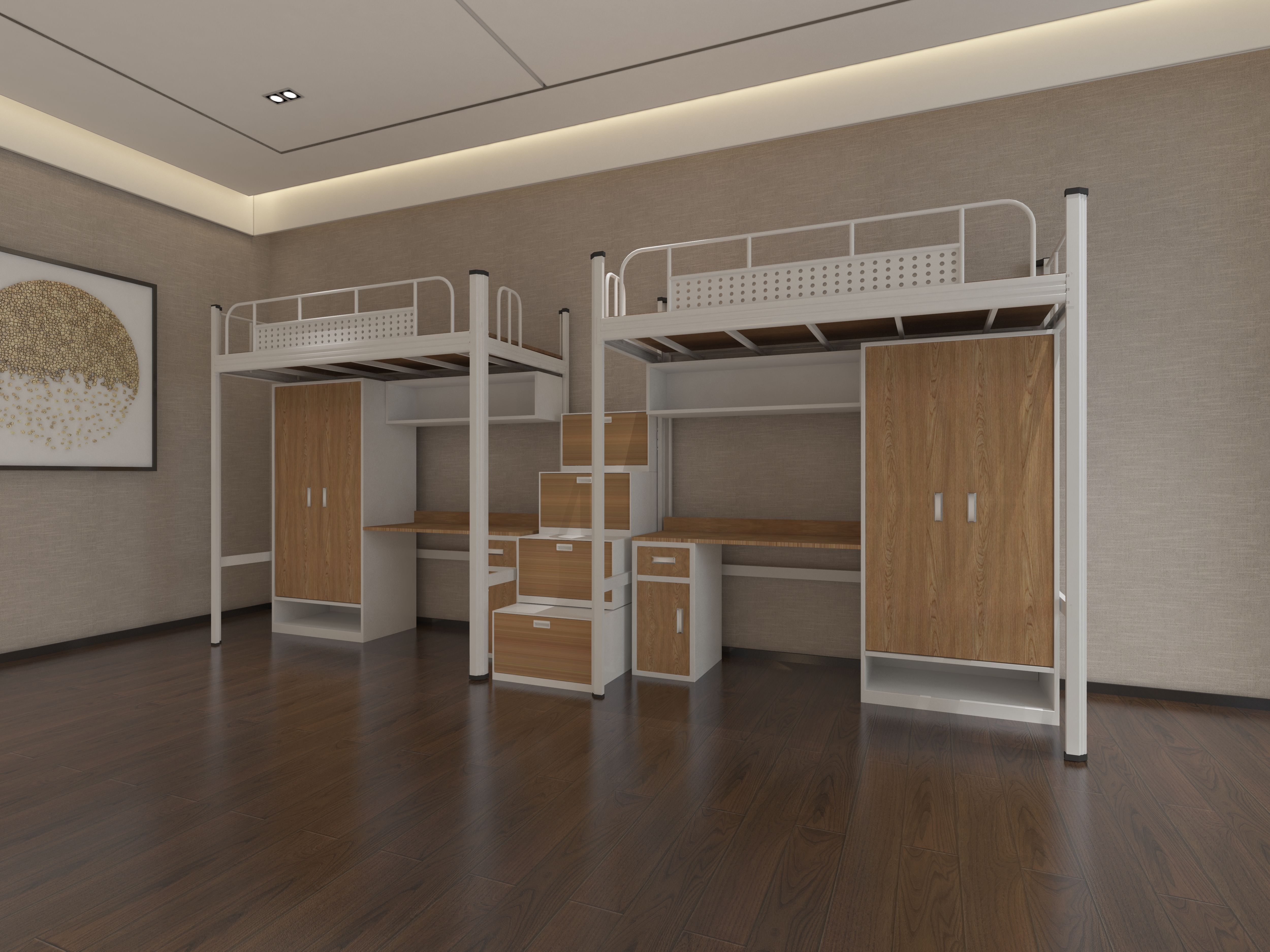 连体公寓床 公寓床上床下桌设计风格