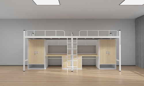 员工宿舍上下铺铁床带柜子，你见过吗？